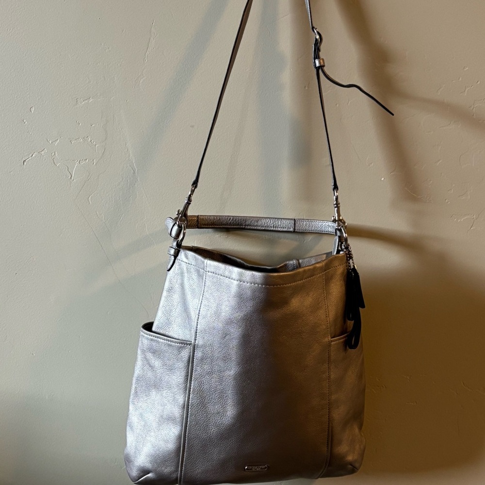 COACH 2 Way Parker Hobo Metallic Leather